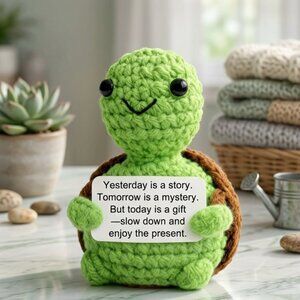 Crochet Turtle Positive Encouragement Gift | Cute Desk Buddy